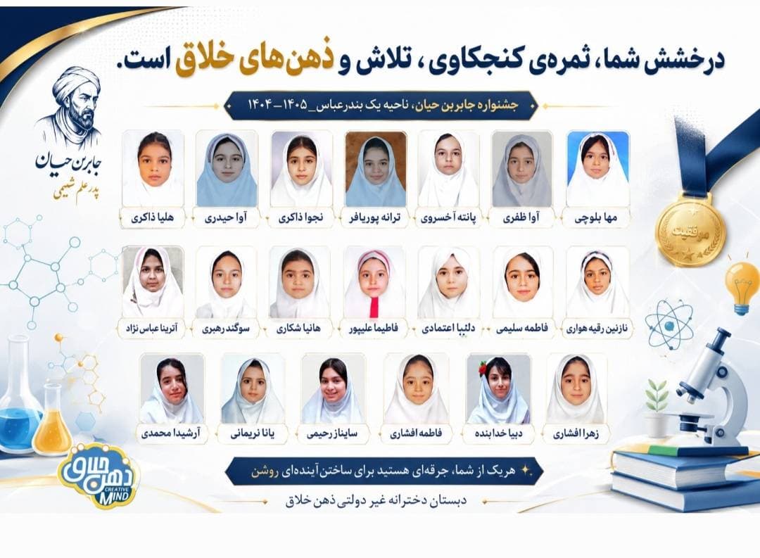 درخشش علمی دانشآموزان دبستان ذهن خلاق در مسابقات طرح جابر